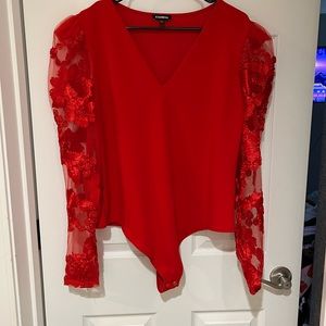 Long sleeve bodysuit red size XL